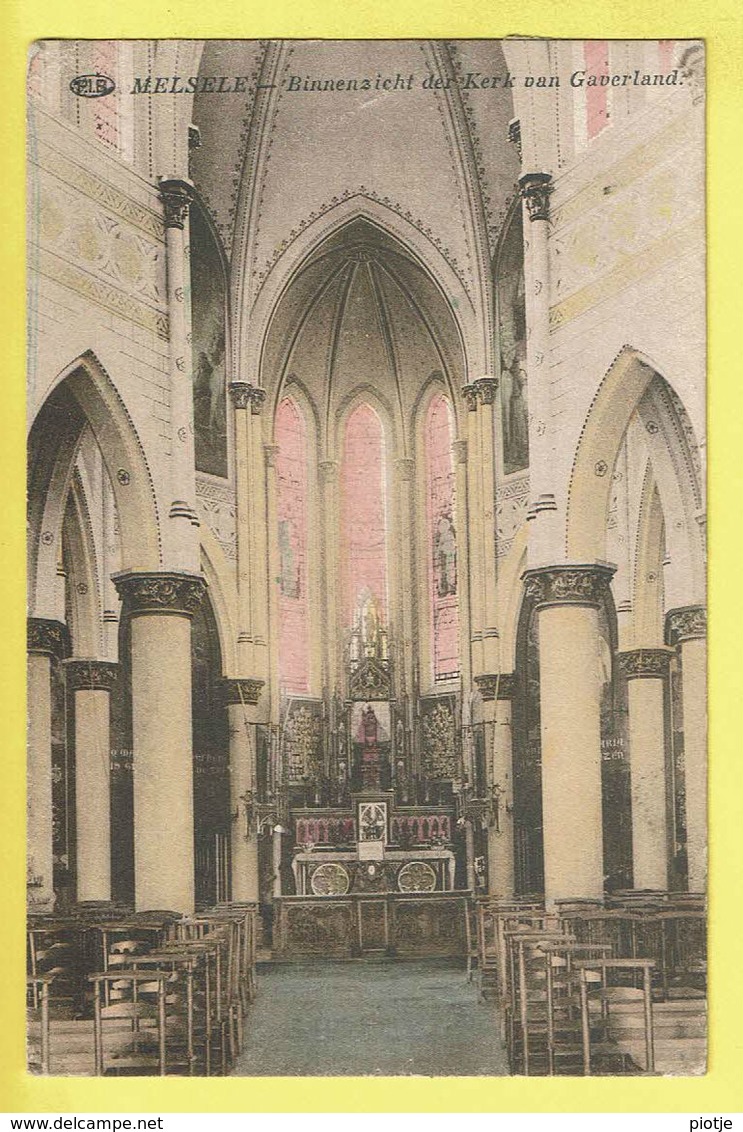 * Melsele (Beveren Waas - Gaverland) * (PIB - P.I.B.) Binnenzicht Der Kerk Van Gaverland, église, Couleur, Autel, Rare - Beveren-Waas