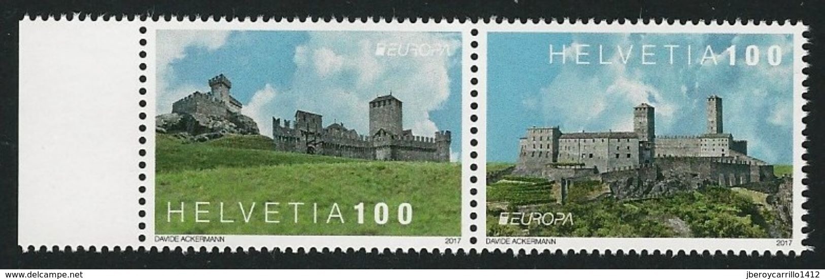 SUIZA/ SWITZERLAND/ SCHWEIZ/ SUISSE -EUROPA-CEPT 2017.-TEMA:"CASTILLOS -CASTLES -SCHLÖSSER".- SERIE De 2 V. - 2017