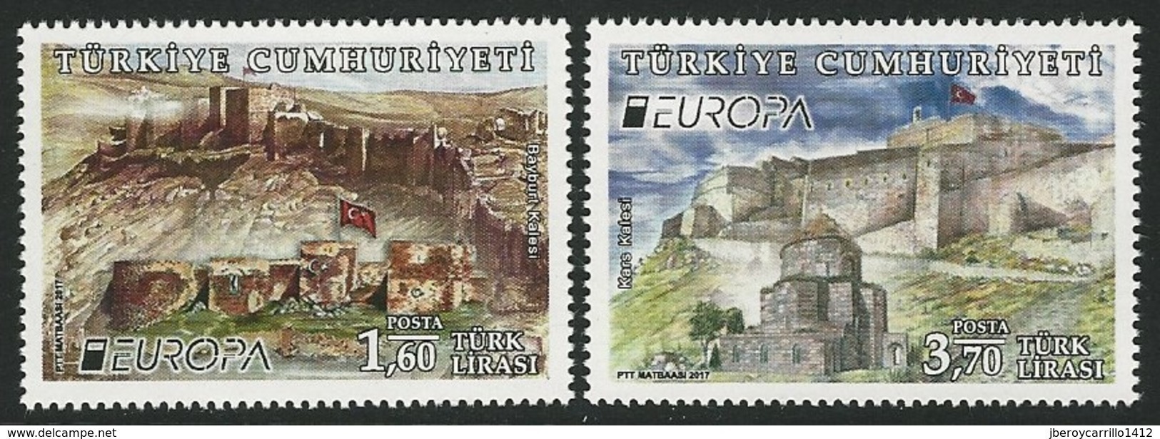 TURQUIA/ TURKEY/ TÜRKEI/ TURQUIE -EUROPA-CEPT 2017.- "CASTILLOS -CASTLES -SCHLÖSSER".- SERIE De 2 V. - 2017