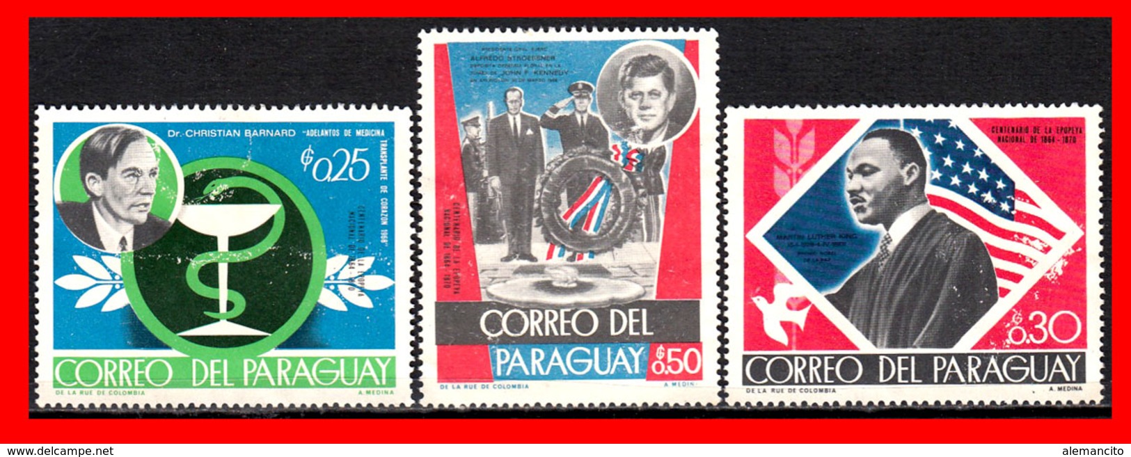 PARAGUAY (AMERICA DEL SUR) 3 SELLOS DIFERENTES VALORES Y AÑOS - Paraguay