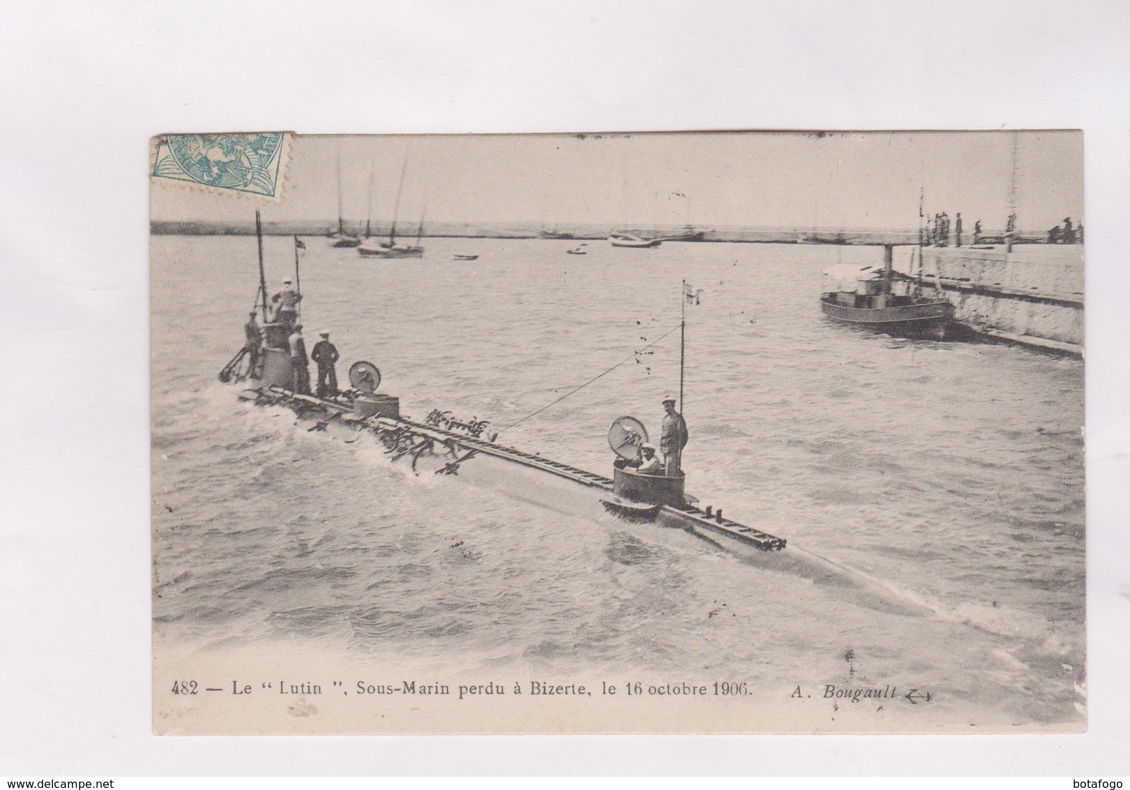 CPA SOUS MARIN LE LUTIN , PERDU A BIZERTE Le 16octobre 1906! - Sous-marins