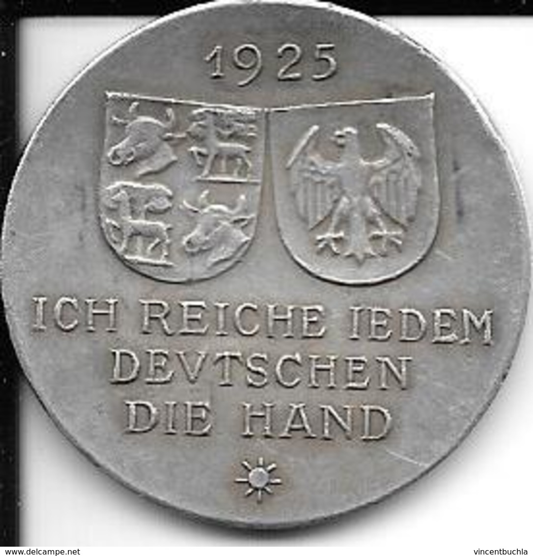 Médaille Hindenburg 1925 Ich Reiche Jedem Deutschen Die Hand Argent - Autres & Non Classés