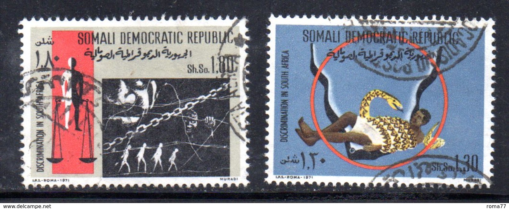 XP222 - SOMALIA 1971 , Yvert N. 128/129 Usato  Razzismo - Somalia (1960-...)