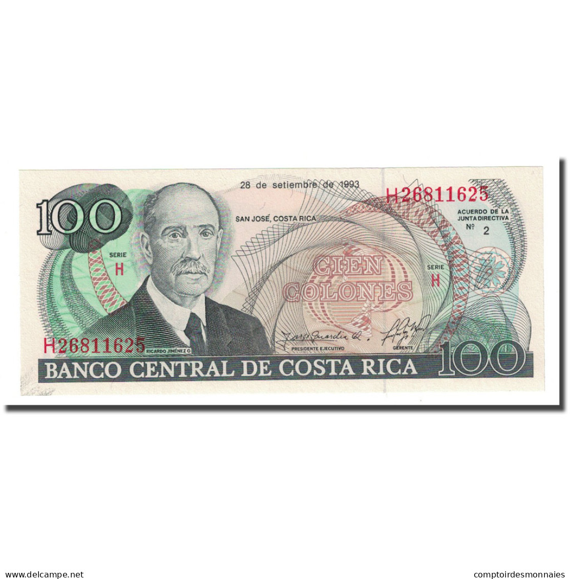 Billet, Costa Rica, 100 Colones, 1993-09-28, KM:261a, NEUF - Costa Rica