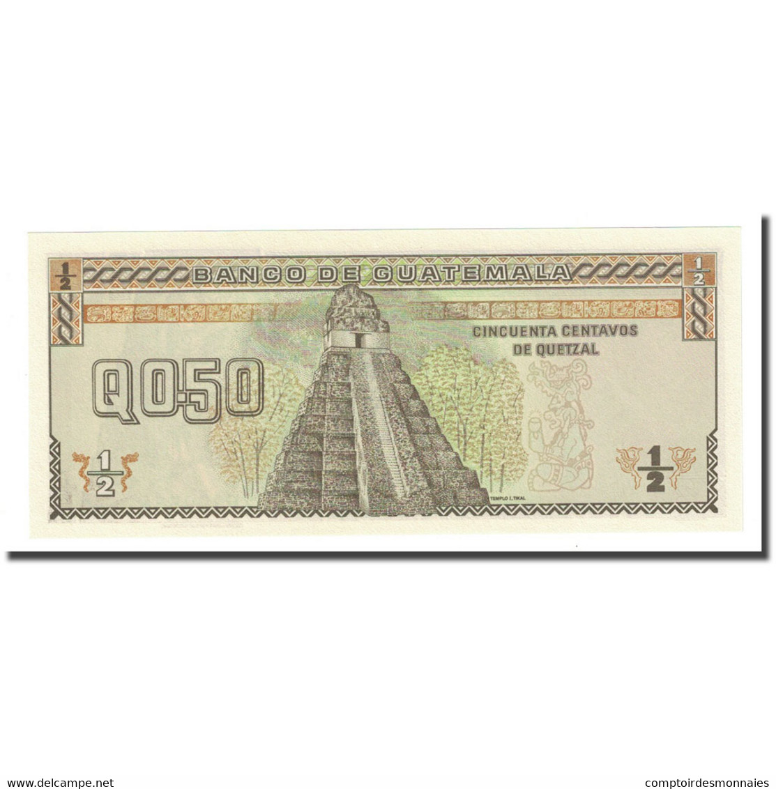 Billet, Guatemala, 1/2 Quetzal, 1989-01-04, KM:72a, NEUF - Guatemala