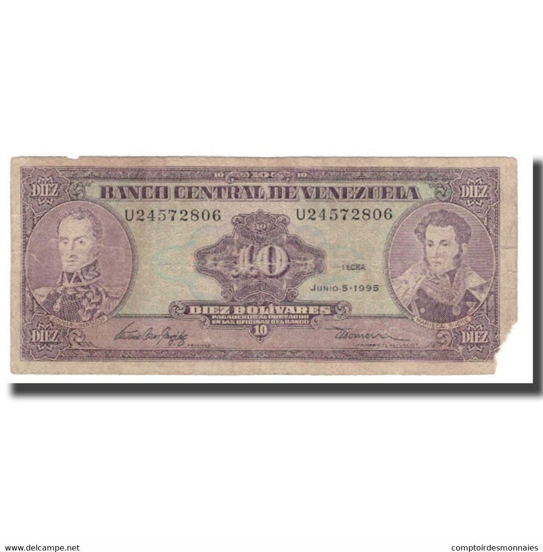 Billet, Venezuela, 10 Bolívares, 1986-95, 1995-06-05, KM:61d, B - Venezuela