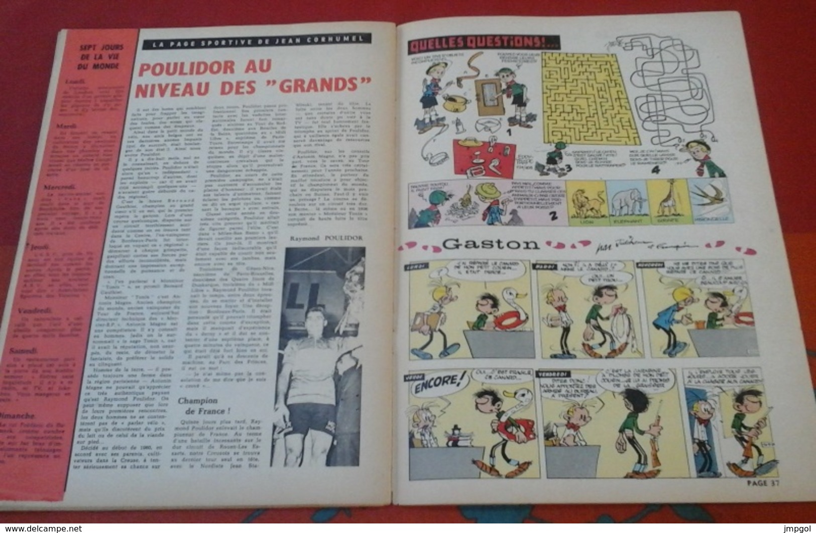 Spirou N° 1215 Juillet 1961 Rubrique Starter Porsche Attaque Porsche Carrera Abarth Dessin Jidéhem - Spirou Magazine