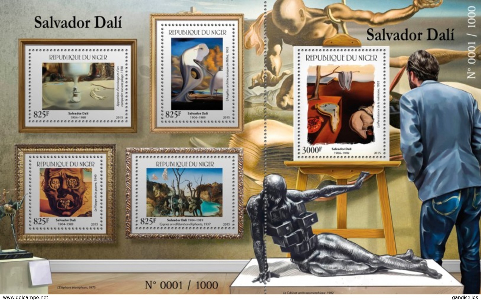 NIGER 2015 SHEET SALVADOR DALI ART PAINTINGS ARTE PINTURAS Nig15423c - Niger (1960-...)