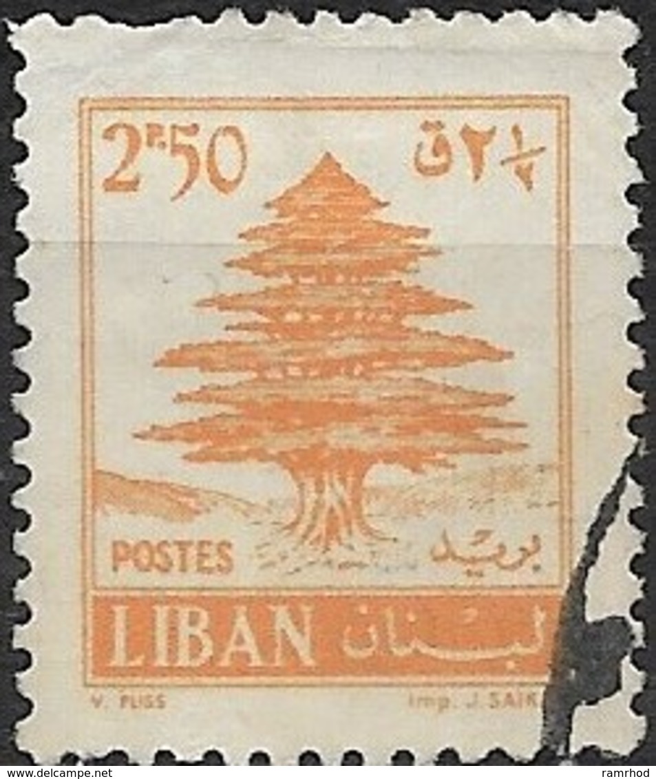 LEBANON 1961 Cedar Of Lebanon - 2p.50 - Yellow FU - Liban