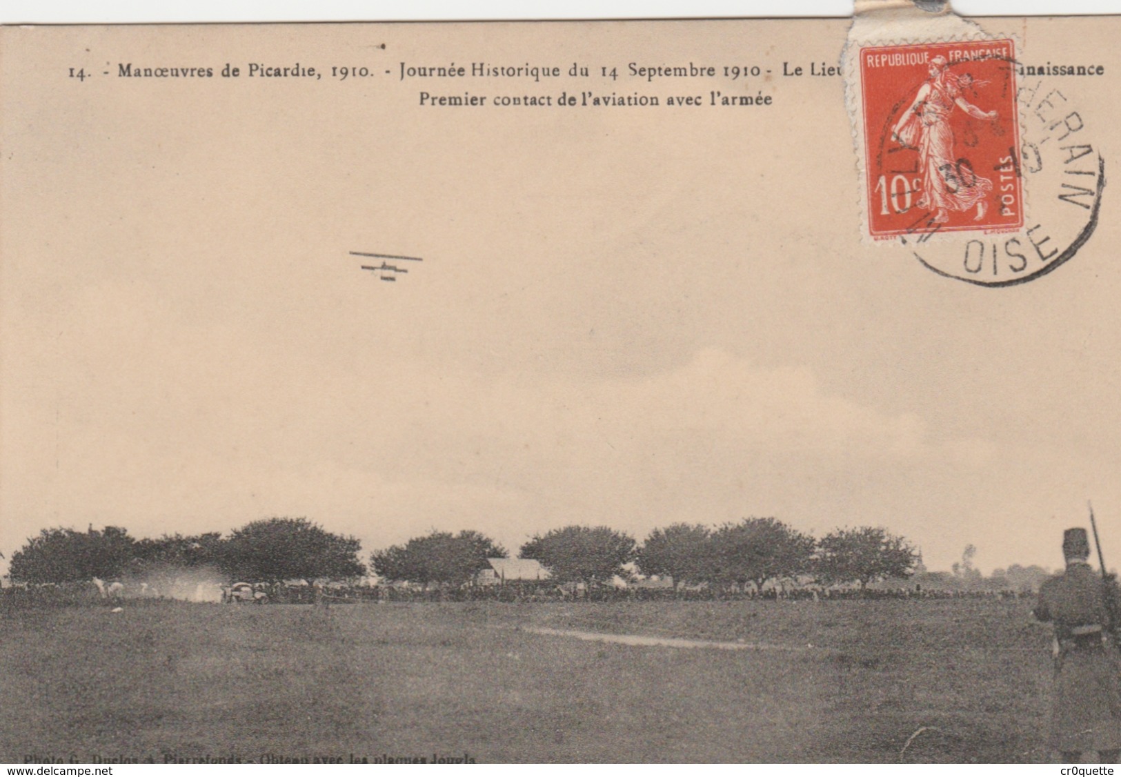 60210 GRANDVILLIERS BRIOT - LIEUTENANT SIDOT MANOEUVRES DE PICARDIE AVIATION En 1910 - Manifestations