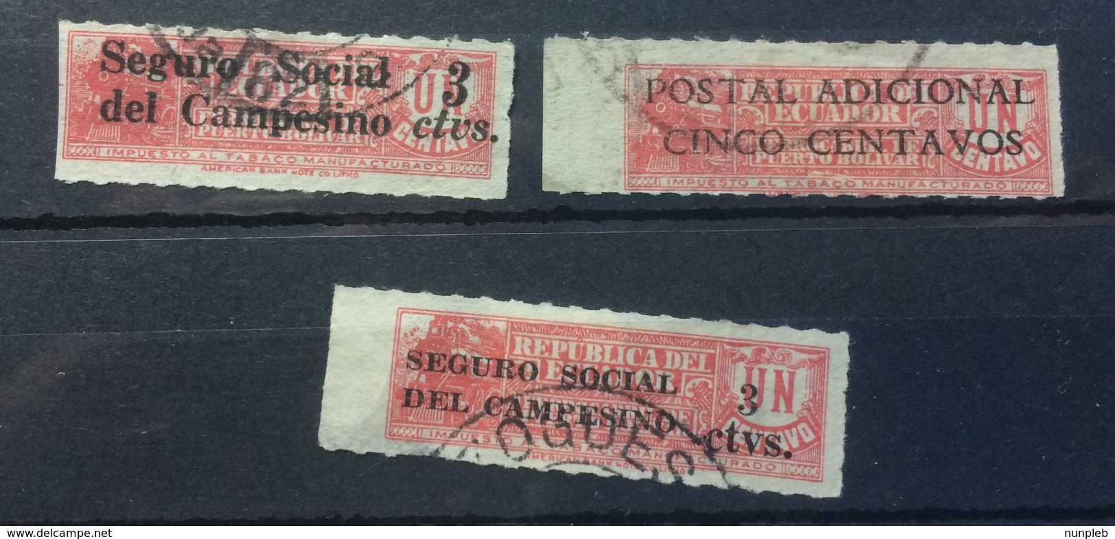 Ecuador Puerto Bolivar Fiscals Selection With Overprints - Ecuador