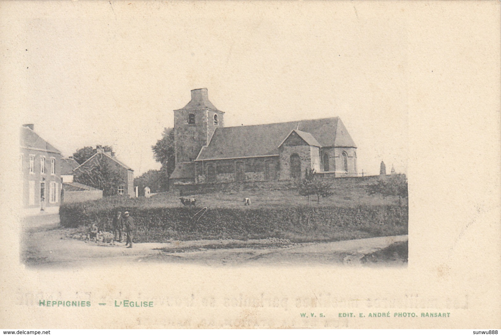 Heppignies - L'Eglise (animée, Edit. E André Photo Ransart....Pub "meilleures Machines Parlantes") - Fleurus