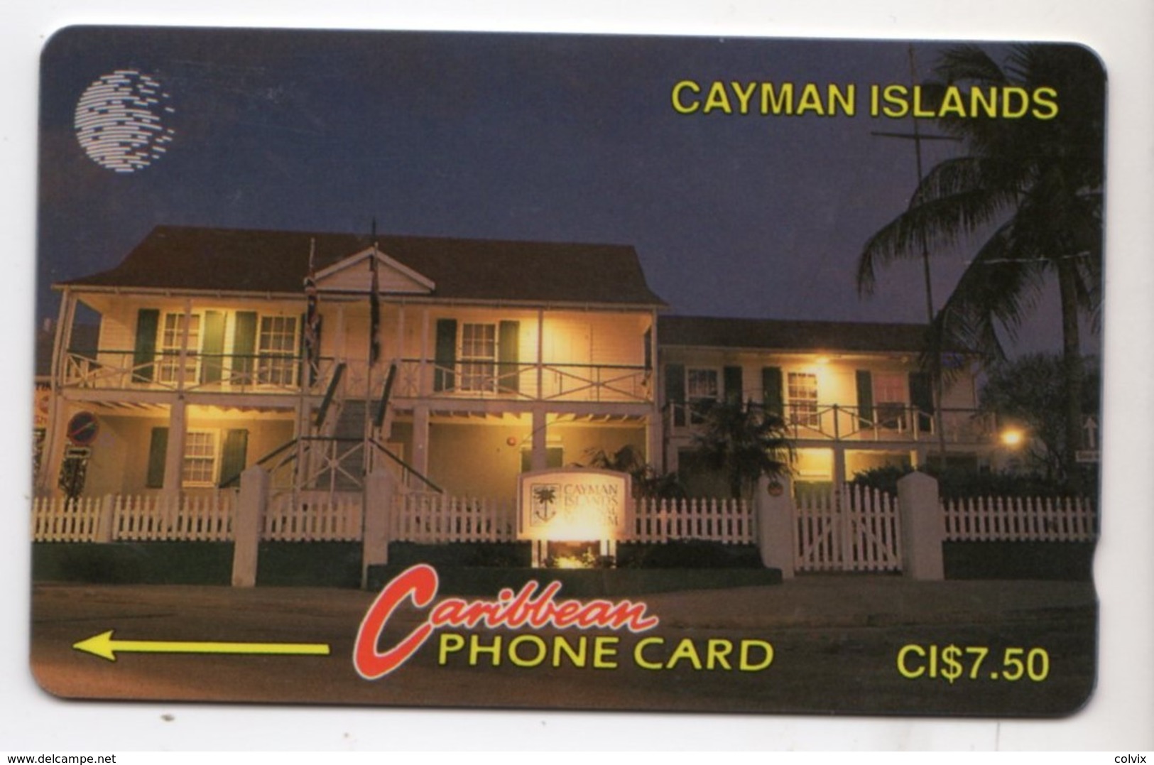 CAYMAN ISLANDS CABLE & WIRELESS REF MV Cards CAY-6C 1993 7,5$  CN : 6CCIC MUSEUM AT NIGHT - Islas Caimán