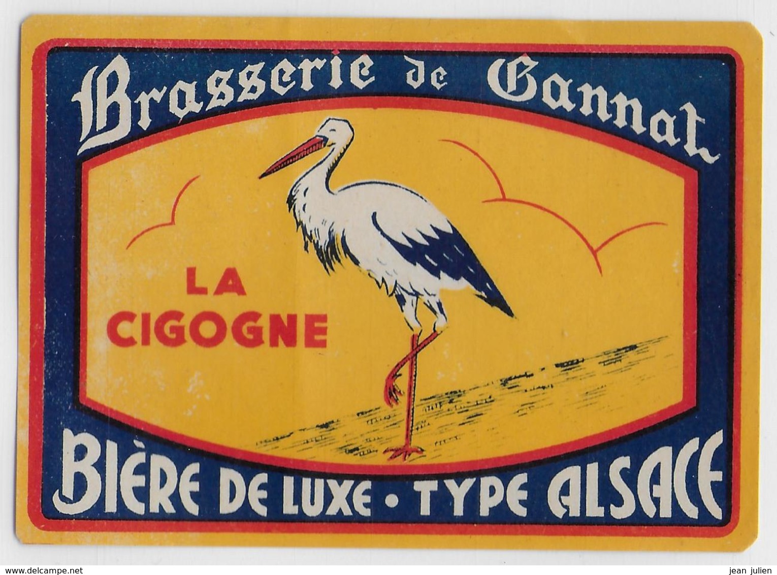 03 - GANNAT - BIERE -  ETIQUETTE  - BRASSERIE - " La Cigogne " - Type Alsace - Bière