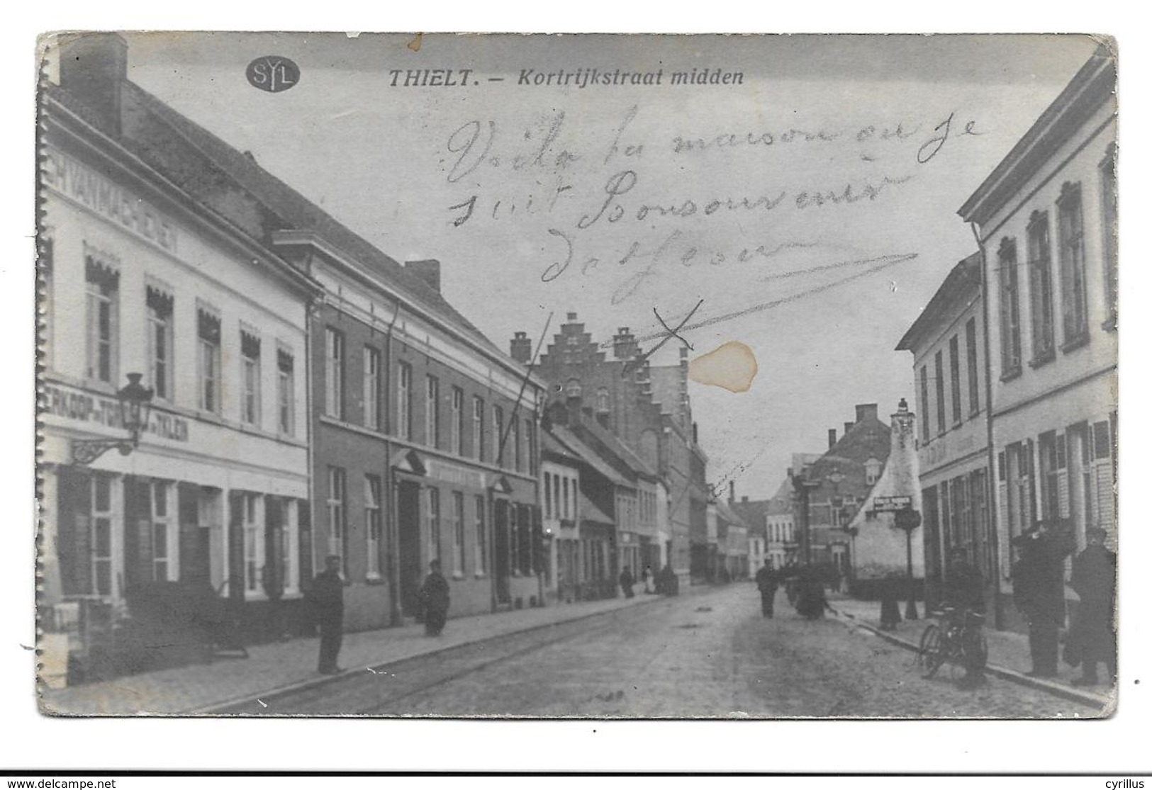 CPA - THIELT - KORTRIJKSTRAAT MIDDEN - Carte Photo - Tielt