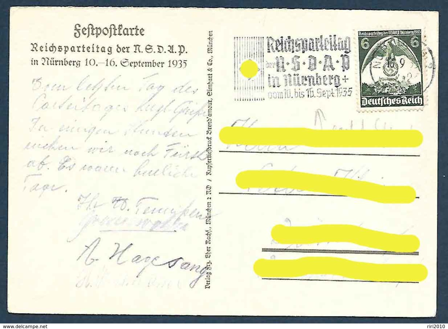 Carte De Propagande Allemande - Nürnberg Reichsparteitag 10 - 16 Septembre 1935 - Geschichte