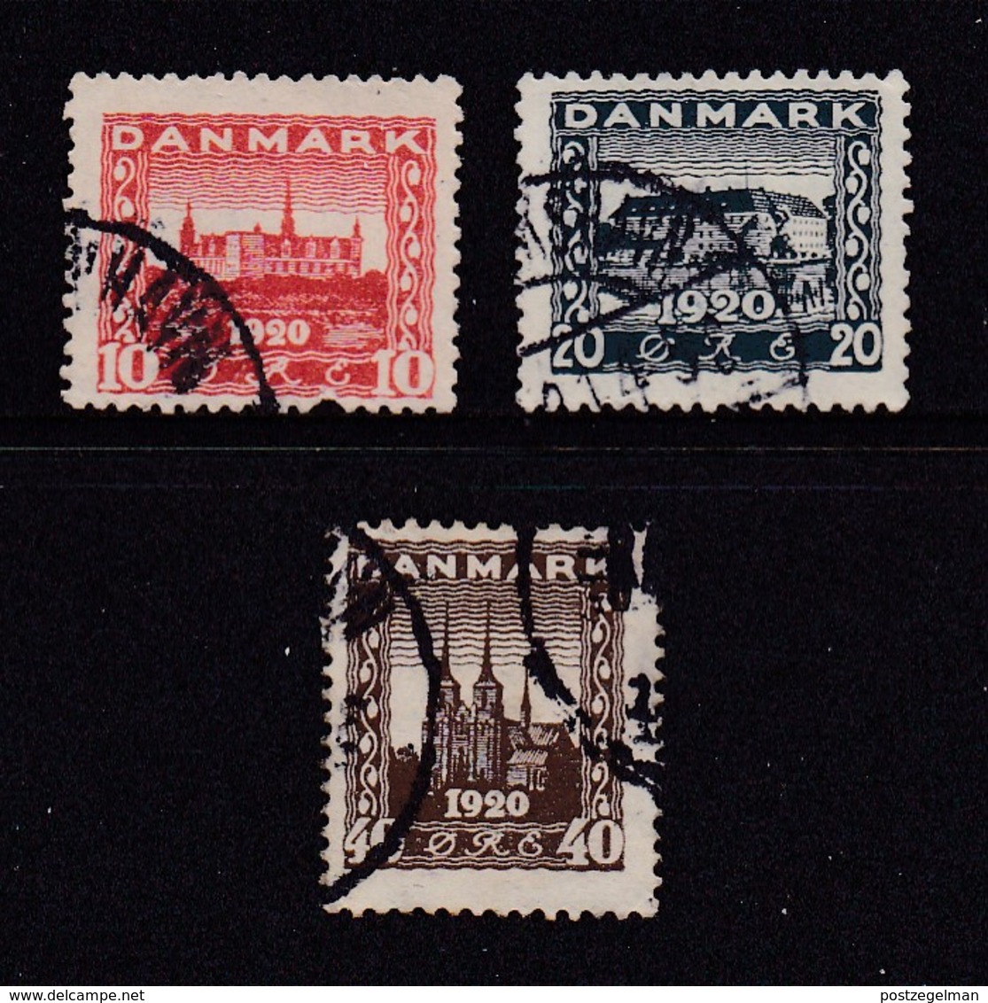 DENMARK, 1920, Used Stamp(s), Castles And Dom,   Mi 110-112, #10017,  Complete - Usati