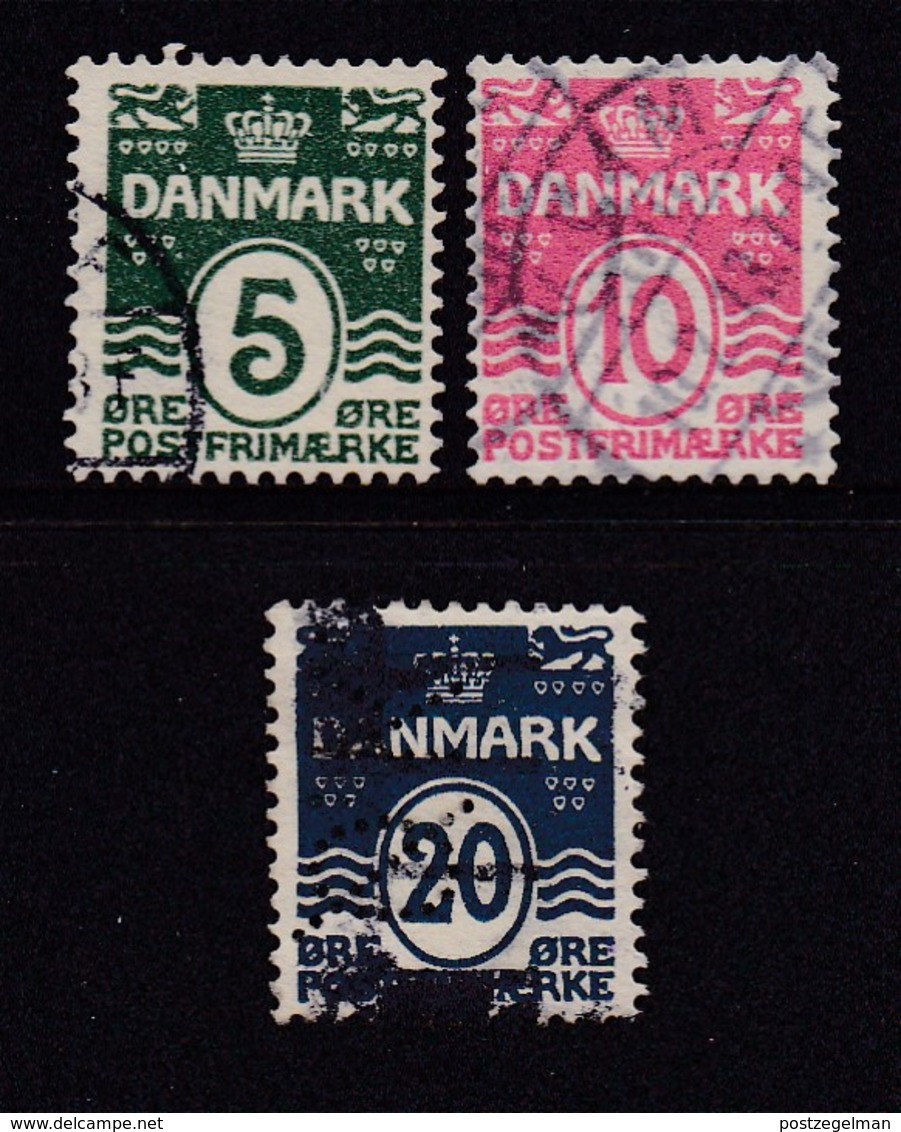 DENMARK, 1912, Used Stamp(s), Definitives, Numbers,   Mi 63-65, #10013, Complete - Used Stamps