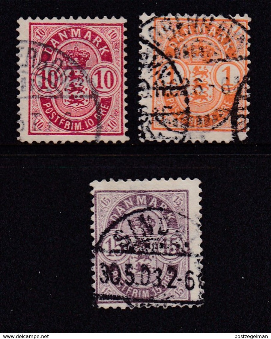 DENMARK, 1912, Used Stamp(s), Definitives, Numbers,   Mi 63-65, #10013, 3 Values Only - Used Stamps