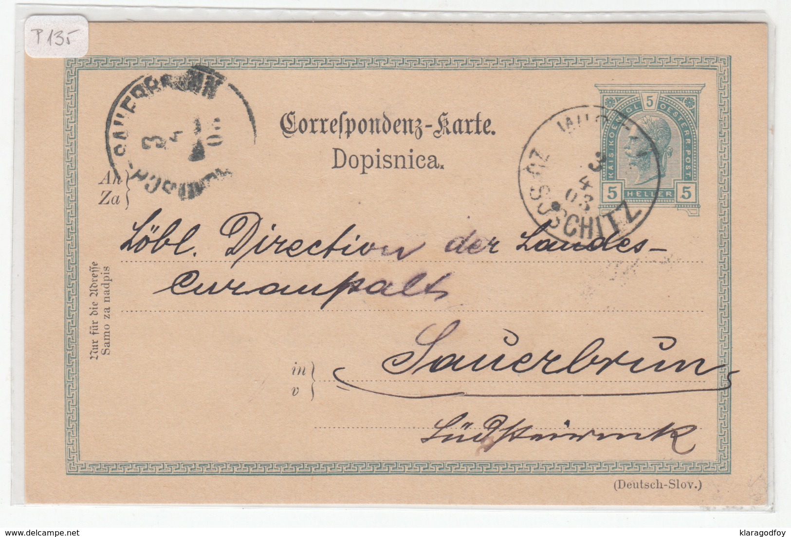 Austria Slovenia Postal Stationery Postcard Travelled 1903 Jos. Vrečko Bizeljsko To Rohitsch-Sauerbrunn B190310 - Slovenia