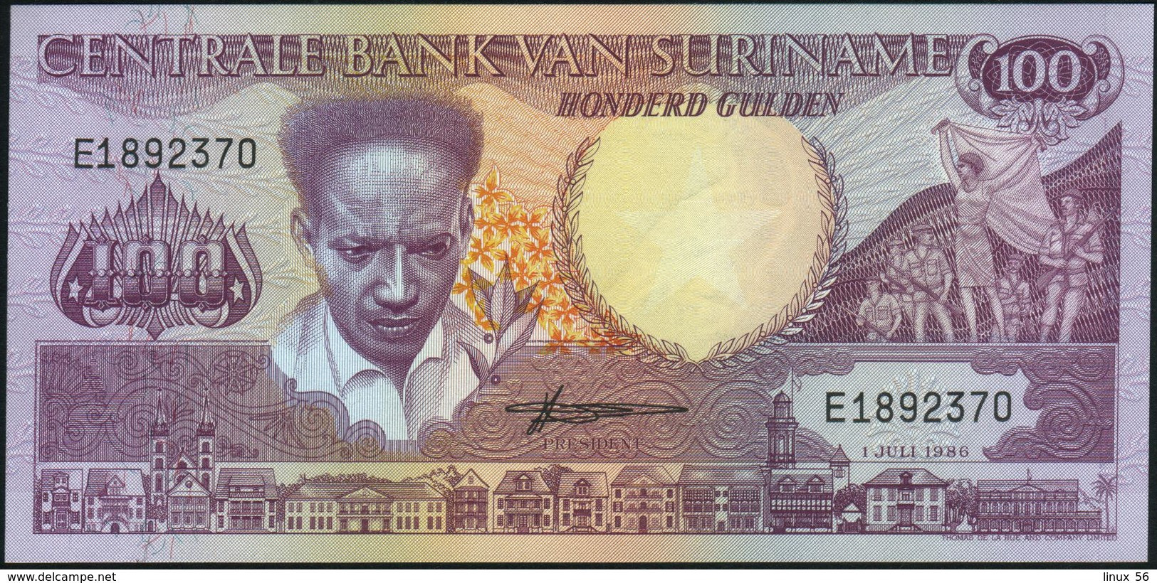 SURINAME - 100 Gulden 01.07.1986 UNC P.133 A - Surinam