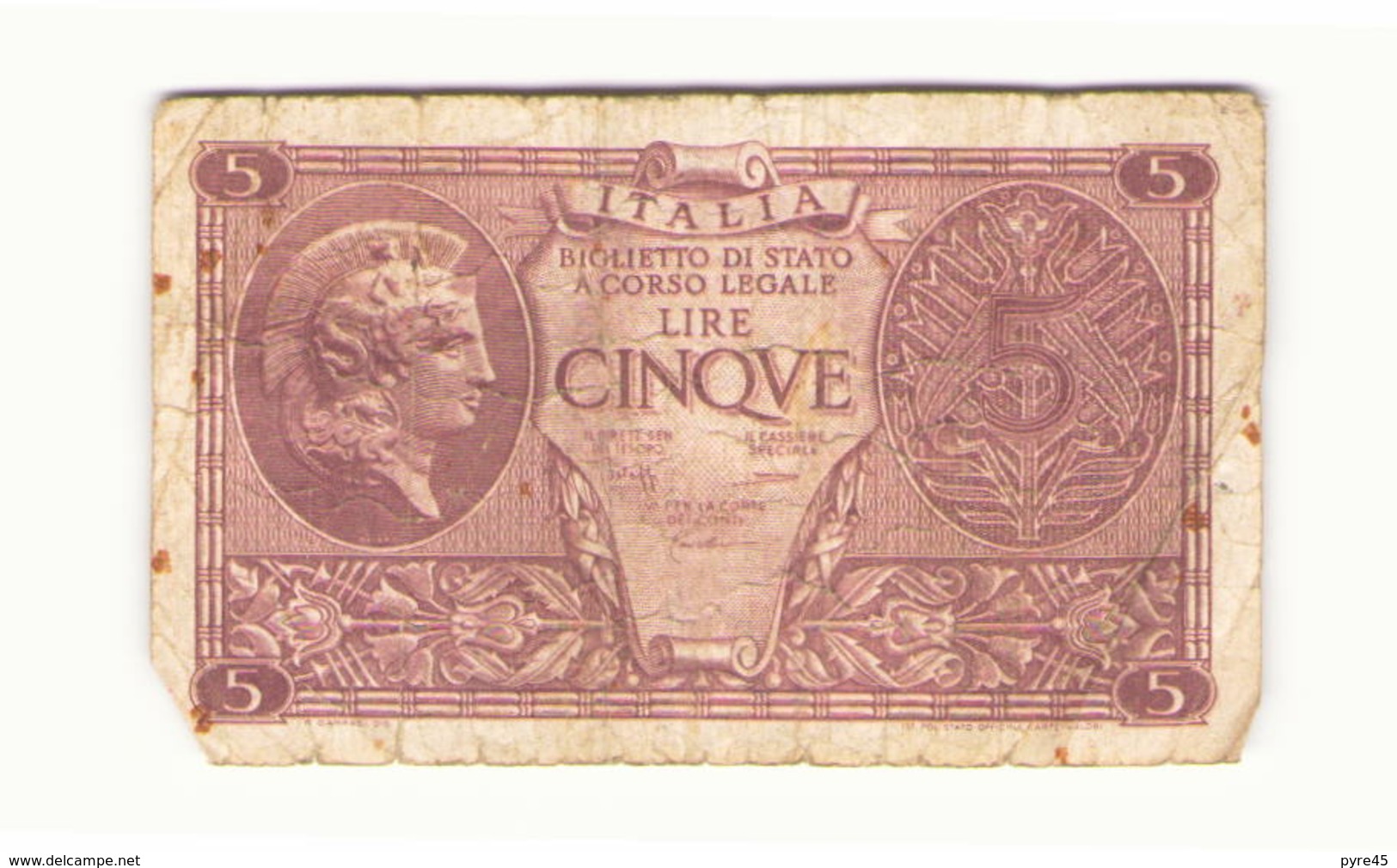 Italie Billet De 5 Lires - Italia – 5 Lire