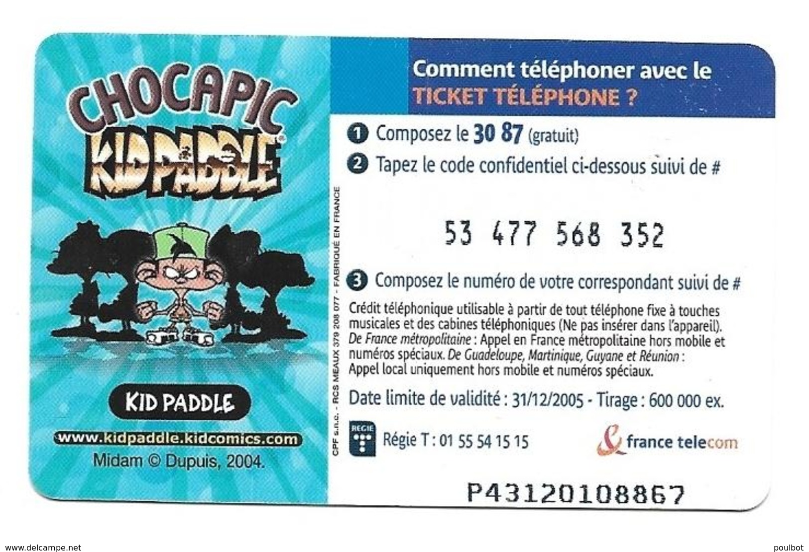 Ticket France Telecom PR 195 Kidpaddle Bleu 5mn - Tickets FT