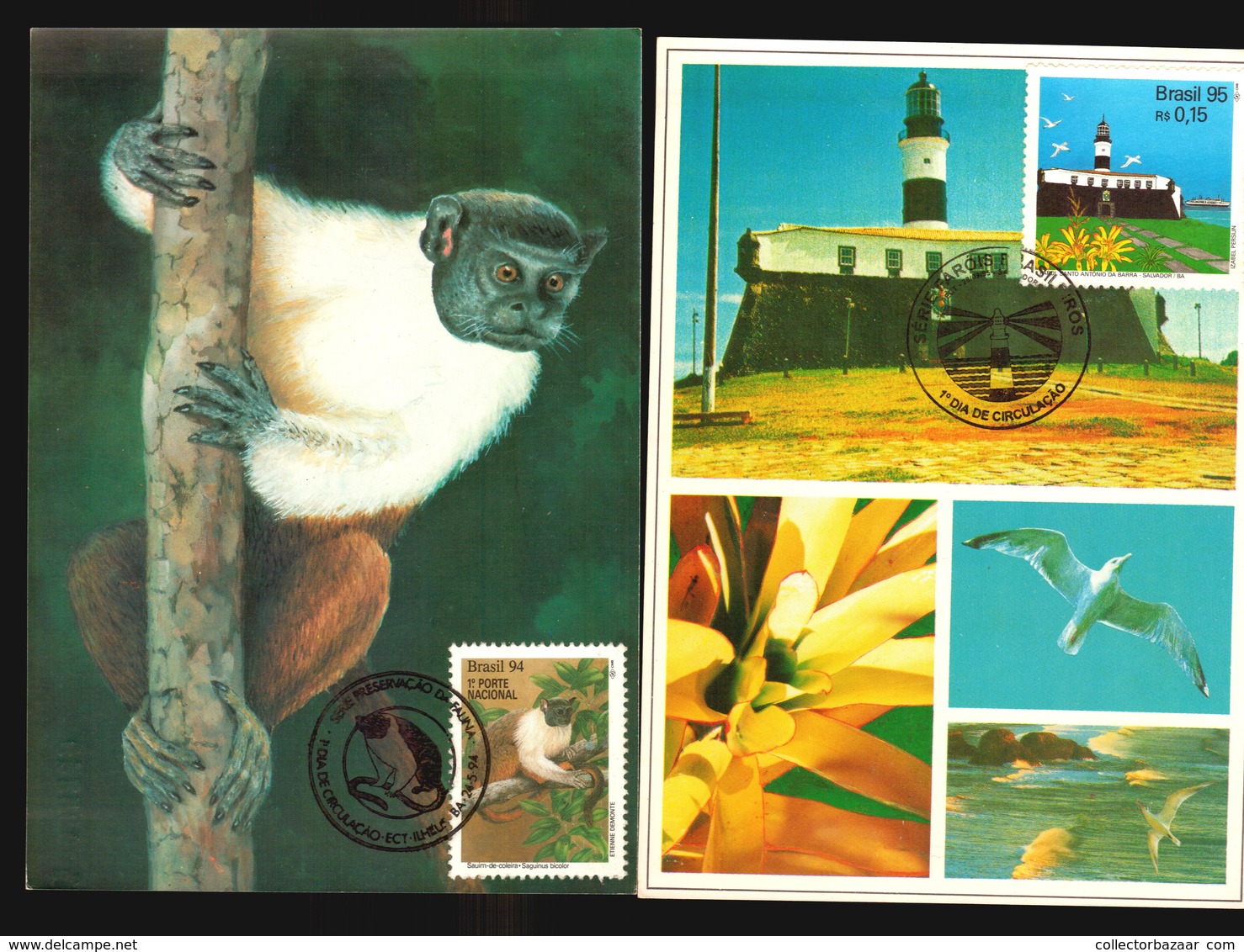 Brazil 2 Different Maxi Cards Maximum Monkey Ape Lighthouse (A_4269) - Leuchttürme