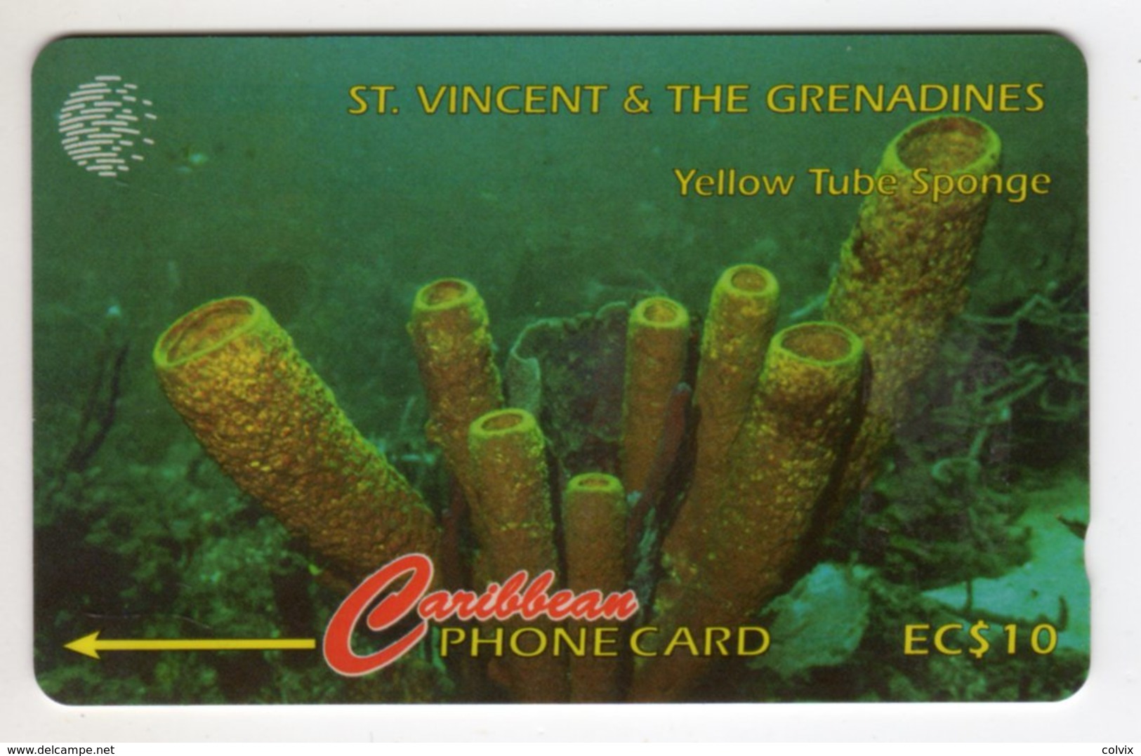 SAINT VINCENT Et GRENADINES REF MVCARDS STV-101A CABLE & WIRELESS 1996 10$ 101CSVA YELLOW TUBE SPONGE - Saint-Vincent-et-les-Grenadines