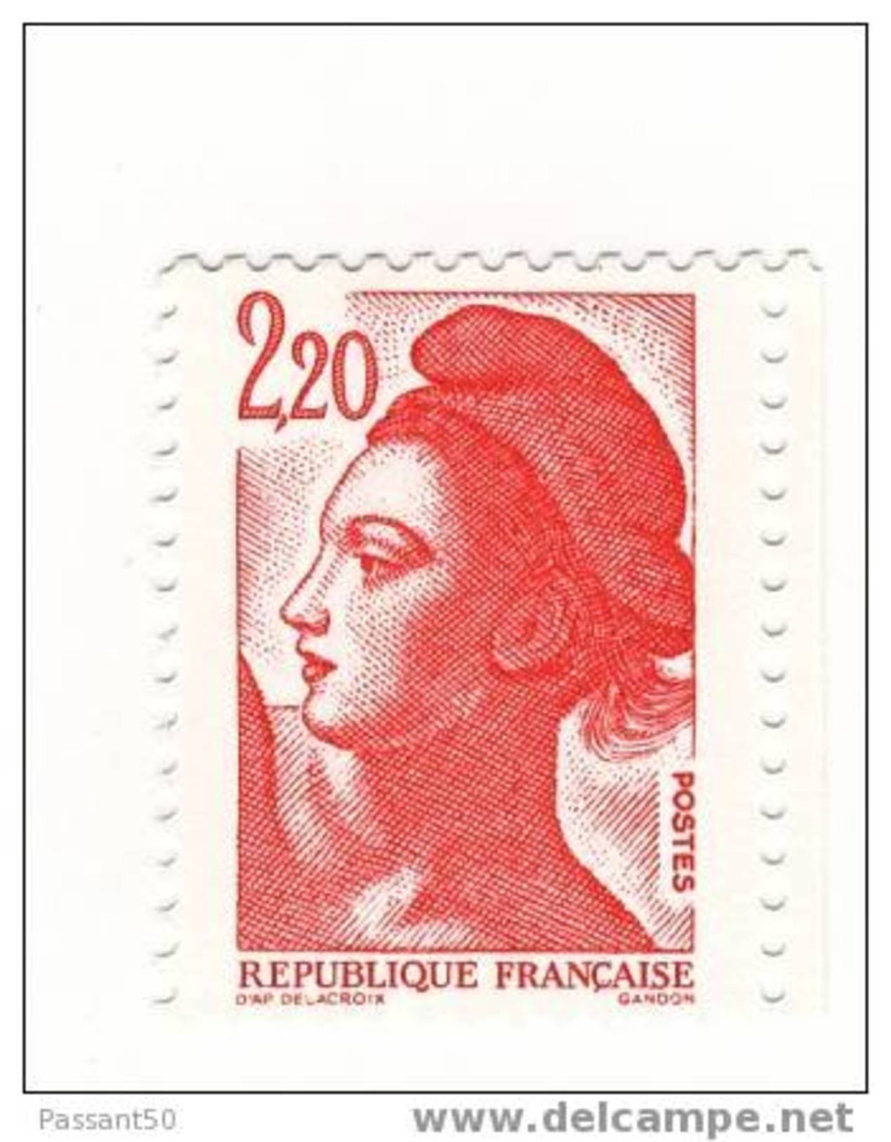 Liberté 2fr20 YT 2376d Type I Sur Papier Couché En Bord De Feuille . Voir Le Scan . Cote Maury N° 2382 I H : 17 € - Neufs