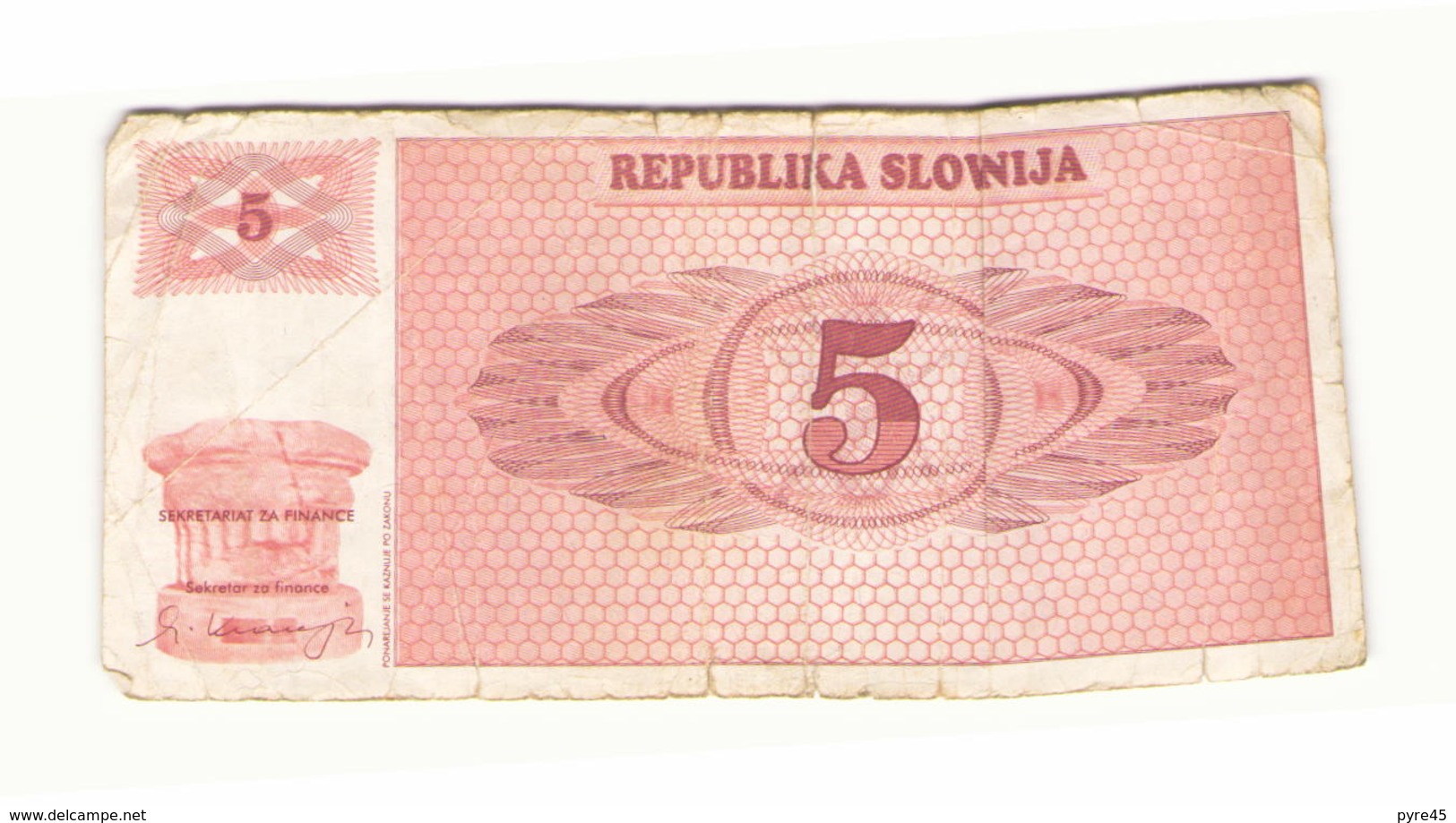 Slovénie Billet De 5 Tolars - Slovénie