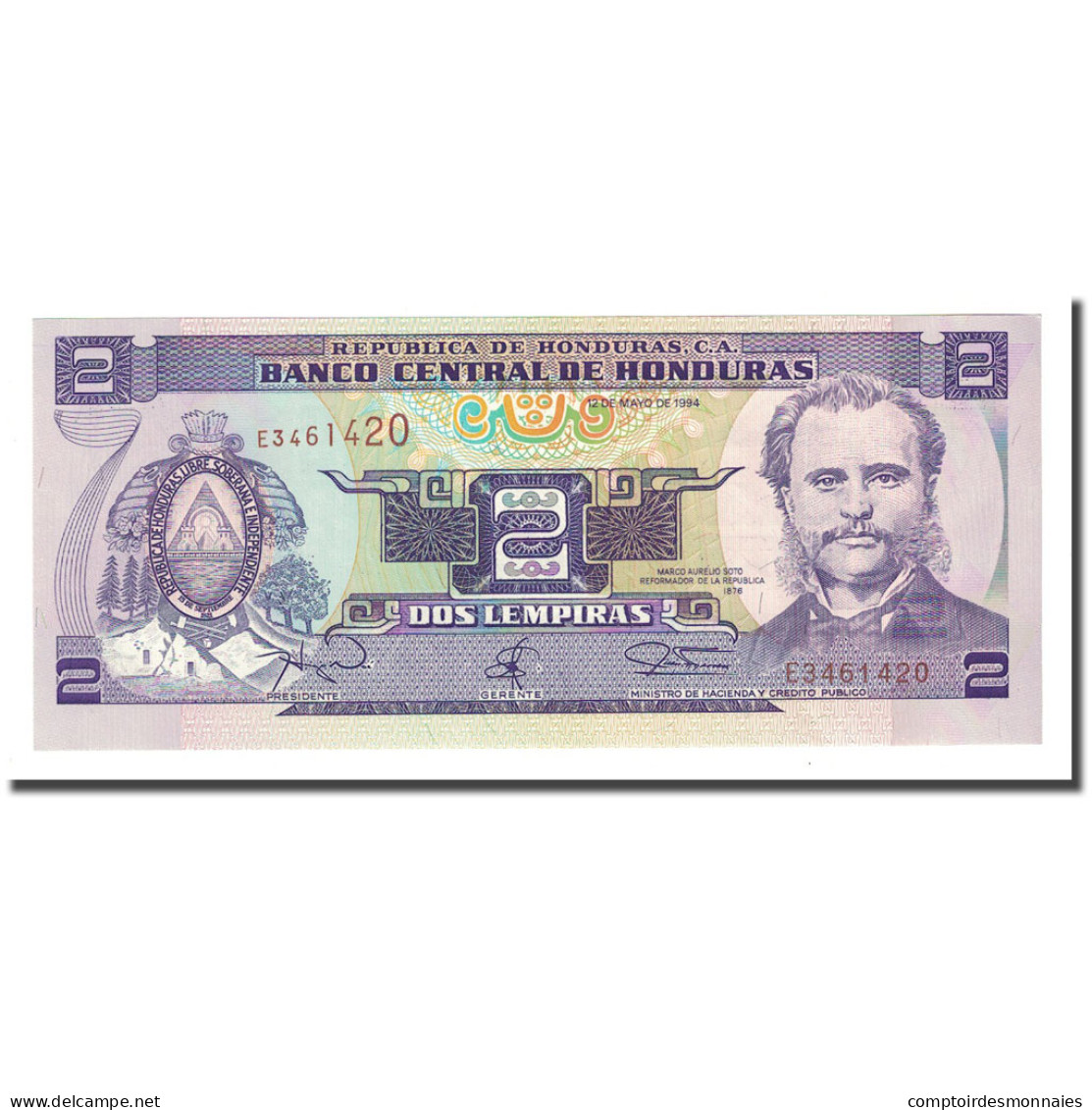 Billet, Honduras, 2 Lempiras, 1994-05-12, KM:72c, NEUF - Honduras