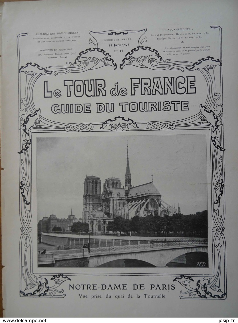 REVUE LE TOUR DE FRANCE N°14 (15/04/1905) NOTRE-DAME DE PARIS- LA SYMBOLIQUE (LES GERGOUILLES)- CANIGOU- PASSION À NANCY - Géographie