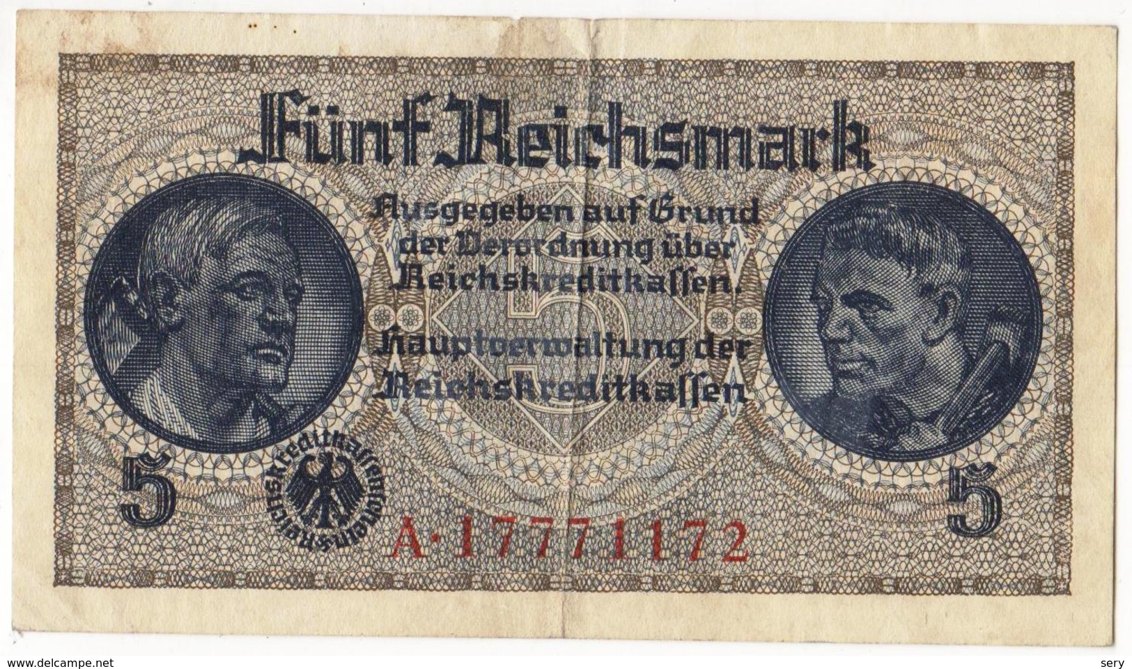 Germany 5 Fünf Reichsmark  As Per Scan - 5 Reichsmark