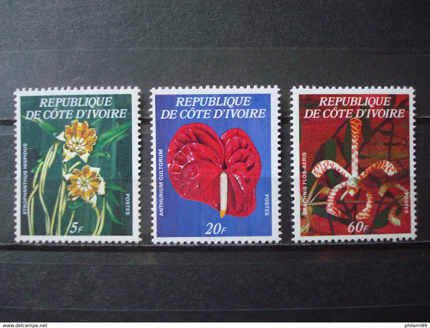 IVORY COAST 1977 3 STAMPS FLOWERS MNH** HIGH COTATION Mi. Nr 532 A B C - Côte D'Ivoire (1960-...)