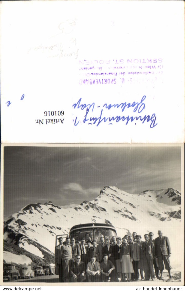 601016,Foto Gruppenbild Frauen U. M&auml;nner V. Bus Betriebsauflug 1955 Gro&szlig;glockner Hoch - Sonstige & Ohne Zuordnung