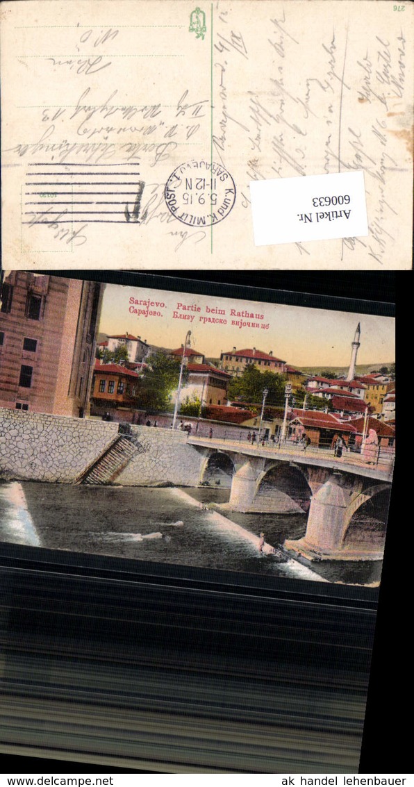 600633,Sarajevo Rathaus Feldpost K. U. K. Milit. Post Sarajevo 1 - Croatia