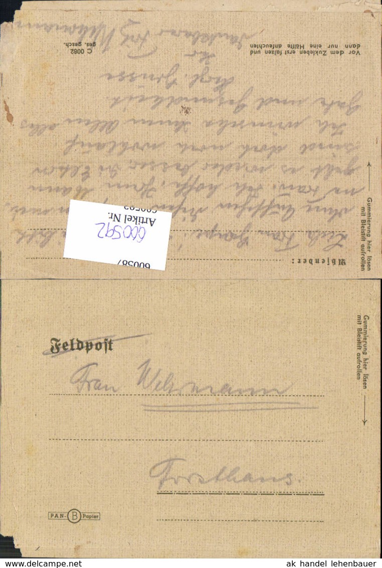 600592,Feldpost Klappbrief WK2 Nach Obernw&ouml;hren Stadthagen Lippe Schaumburg - 1939-45