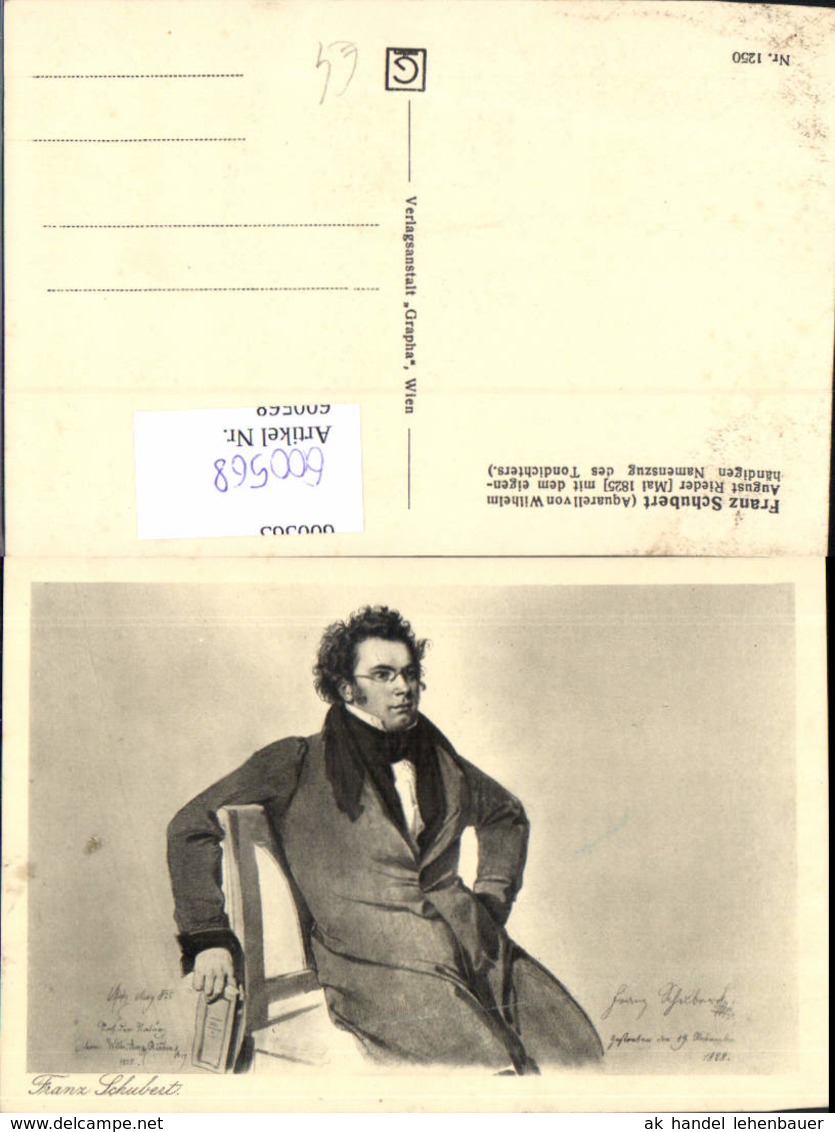 600568,K&uuml;nstler Ak Wilhelm August Rieder Komponist Franz Schubert - Schriftsteller