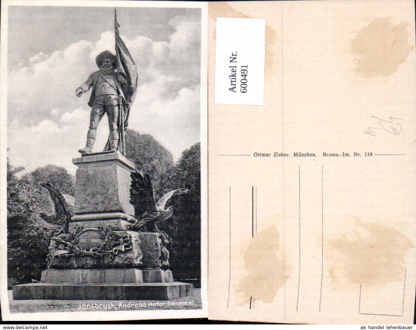 600491,Innsbruck Andreas-Hofer-Denkmal Statue - Denkmäler