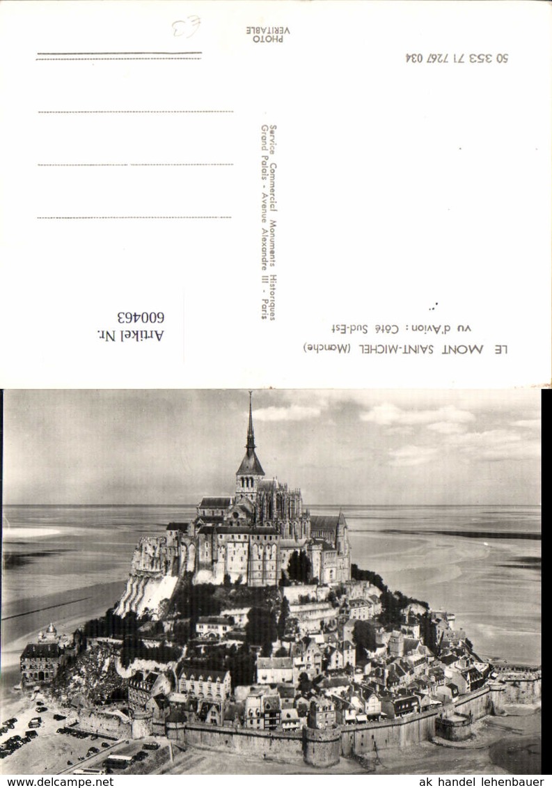 600463,Foto Ak Le Mont Saint-Michel Manche Vu D Avion Cote Sud-Est Kirche - Kirchen U. Kathedralen