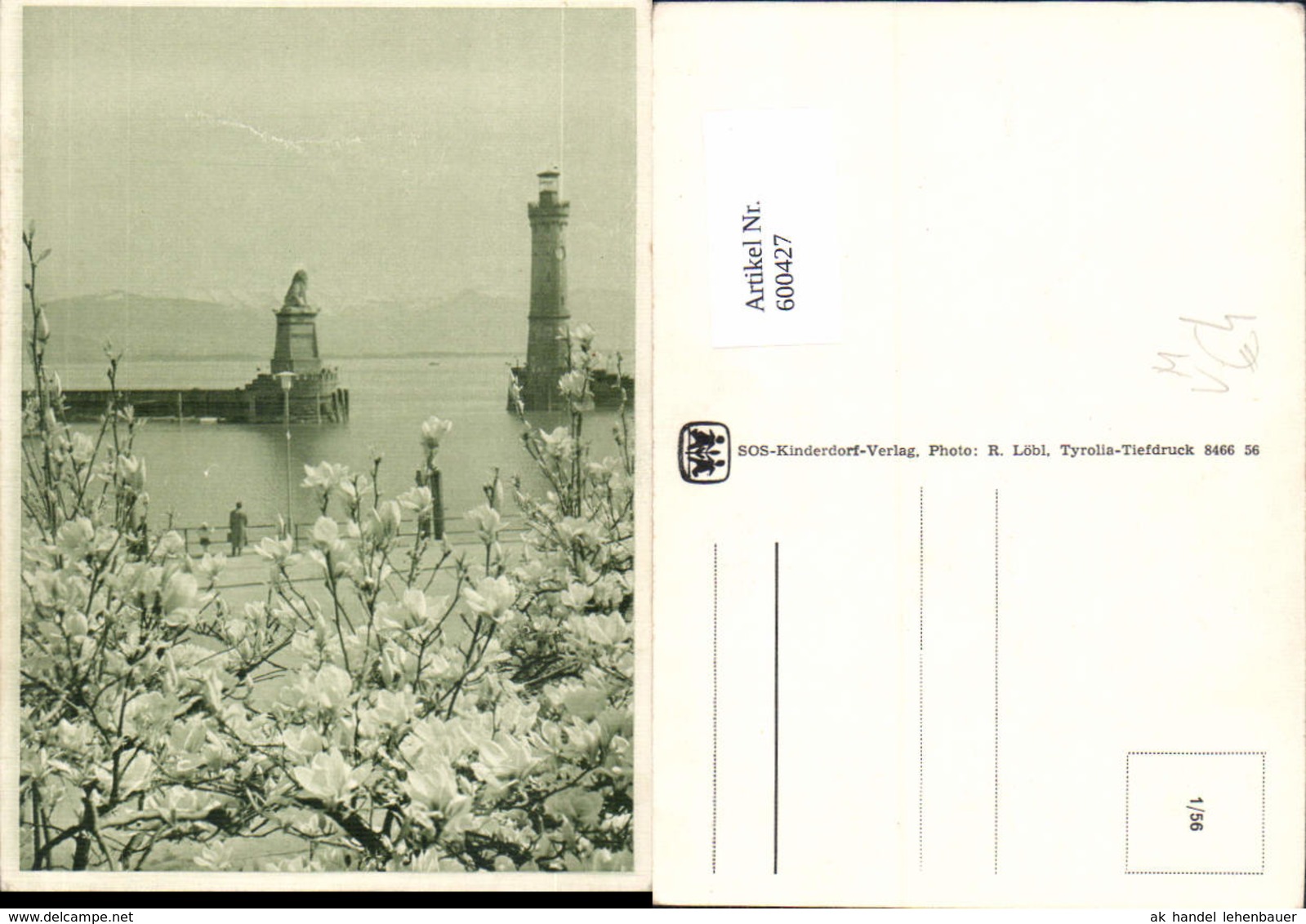 600427,Leuchtturm Lindau I. Bodensee Hafeneinfahrt L&ouml;wendenkmal Pub SOS Kinderdorf 1/ - Leuchttürme