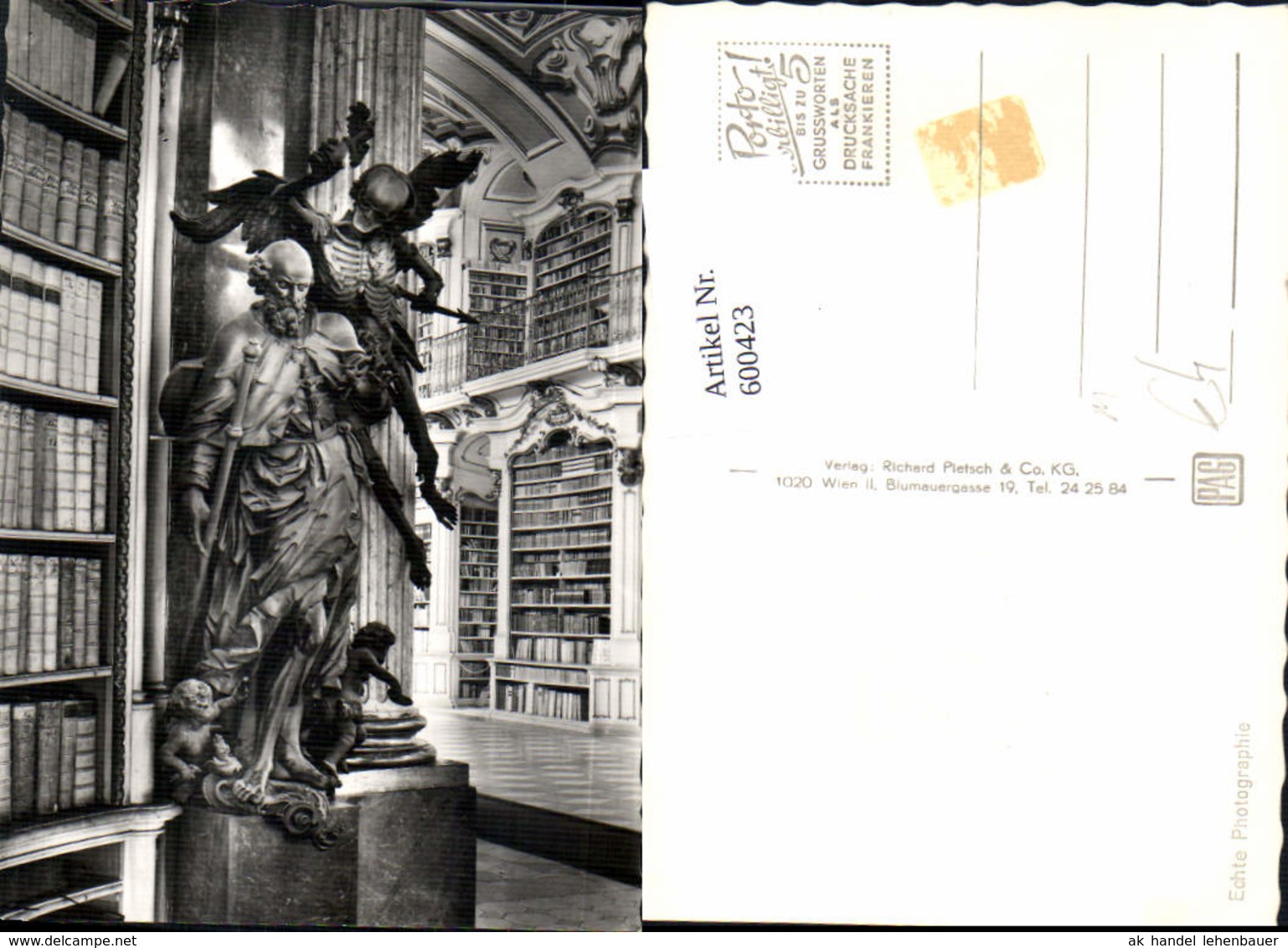 600423,Foto Ak Bibliothek Stift Admont Der Tod Statue Detailansicht - Bibliotheken