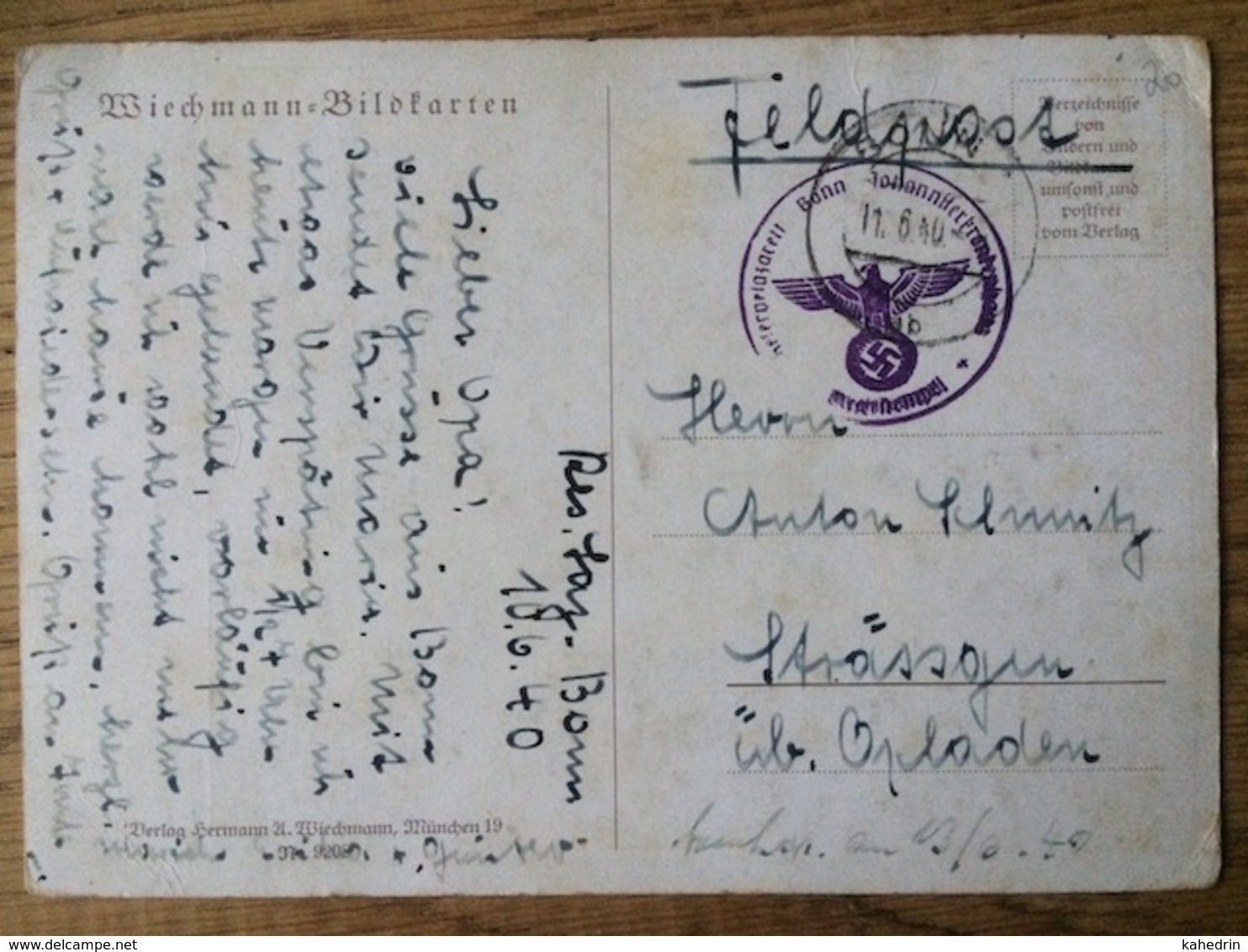 Franz Aumer 'Nelken' Wiechmann Bildkarten Nr. 9208 Als Feldpost 1940 WW II, Johanniter-Lazarett Krankenhaus Stempel - Andere & Zonder Classificatie