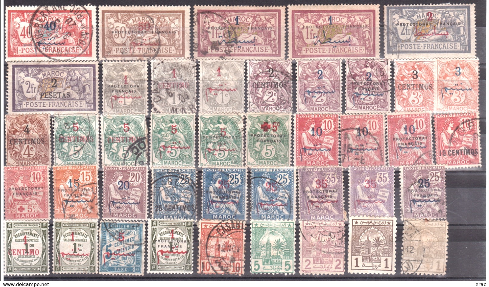 Maroc - Protectorat Français - Lot De Timbres Anciens - Collections (sans Albums)