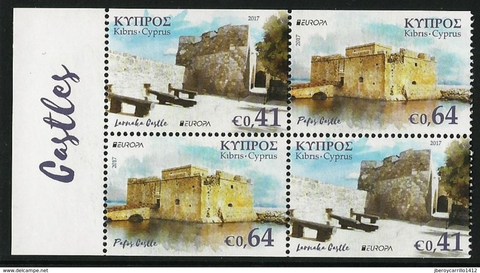 CHIPRE/ CYPRUS/ ZYPERN -EUROPA-CEPT 2017.-"CASTILLOS -CASTLES -SCHLÖSSER"-  2 SERIES TIPO  Do/Du - B - Del CARNET - 2017