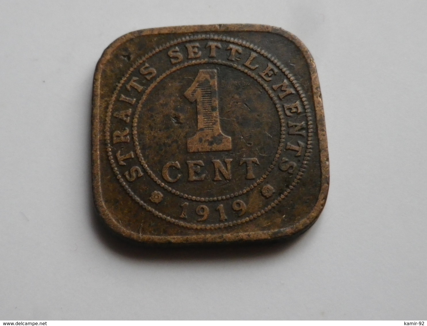 Malaysie Straits Settlements  1 Cent   1919  George V   Km#           Bronze  Beau - Malaysie