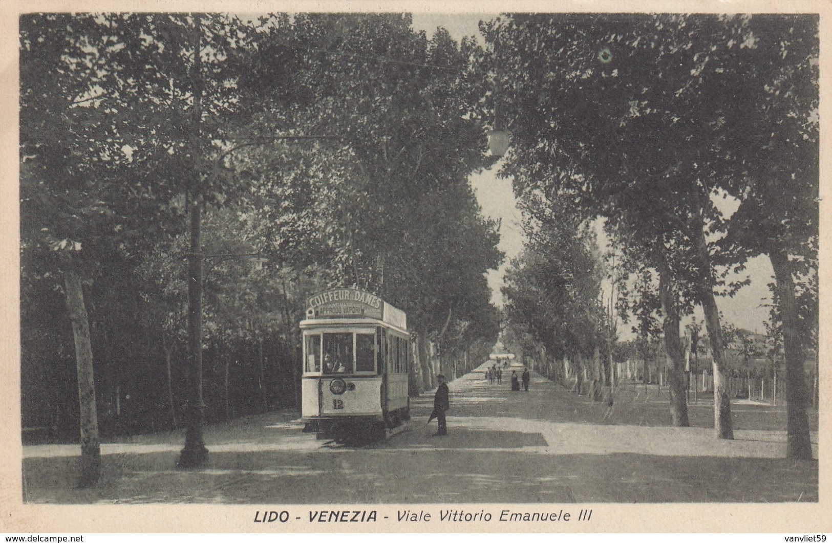 VENEZIA-LIDO-VIALE VITTORIO EMANUELE III-TRAM IN PRIMISSIMO PIANO-CARTOLINA NON VIAGGIATA -ANNO 1920-1930 - Venezia