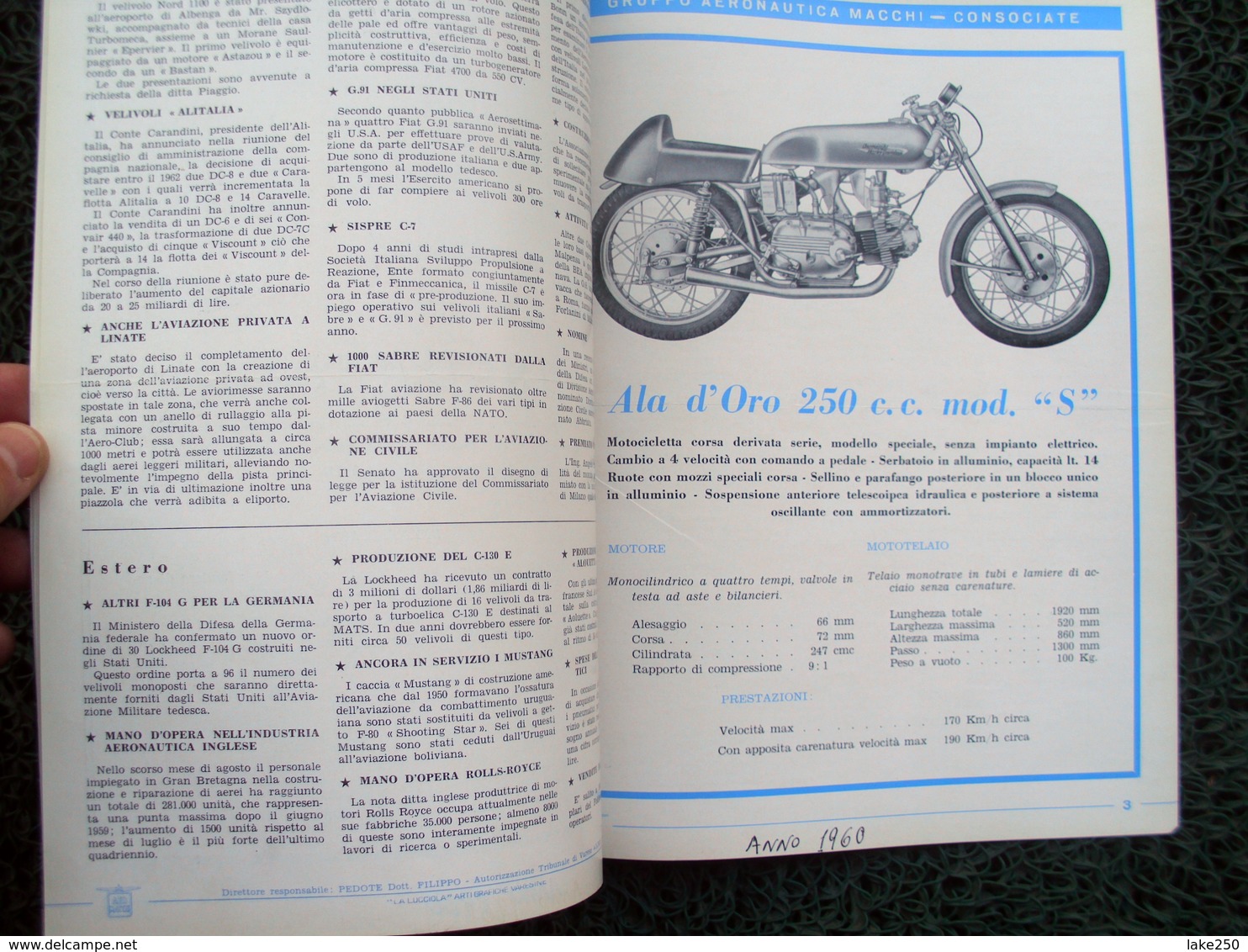 PUBBLICITA' MOTO AERMACCHI - Motores