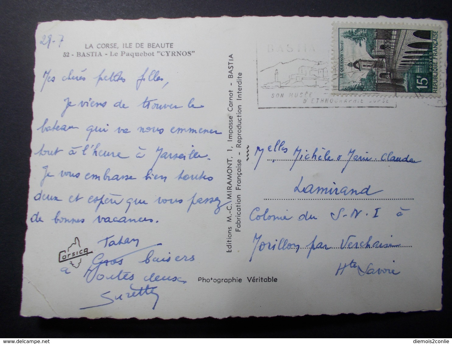 Carte Postale - Bateau Paquebot CYRNOS à Bastia (2621) - Paquebots